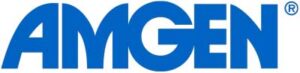 The image shows the Amgen logo in bold blue letters.