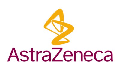 Logo of AstraZeneca featuring a stylized yellow emblem above the name "AstraZeneca" in purple text.