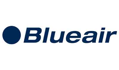 Logo of Blueair featuring a solid blue circle followed by the word "Blueair" in bold, blue letters on a white background.