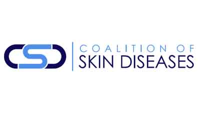 Logo of the "Coalition of Skin Diseases" featuring stylized blue letters "CSD" on the left, followed by the organization&rsquo;s name in uppercase letters on a white background.