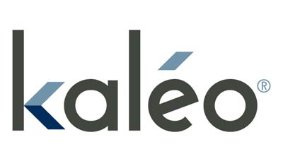 The image shows the word "kal&eacute;o" in lowercase letters. The logo features a stylized design with a small triangle over the letter 'e' and a geometric shape incorporated into the letter 'k'.