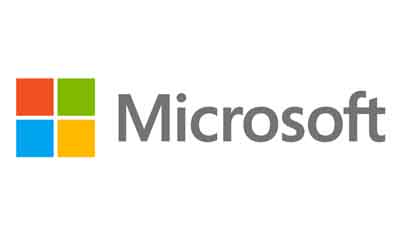 The image shows the Microsoft logo, featuring four colored squares forming a window shape on the left, accompanied by the word "Microsoft" in gray text on the right.
