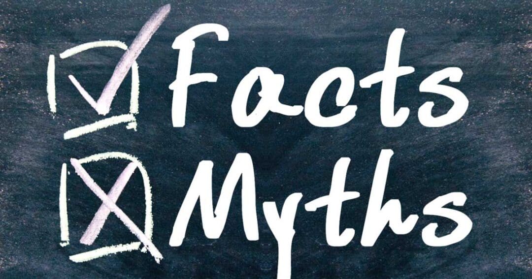 Alternative and Natural Asthma Treatments 4 A chalkboard with a checkmark next to the word "Facts" and an X next to the word "Myths," symbolizing the distinction between accuracy and falsehoods.