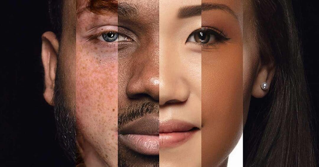 Photo composite of a face created with various ethnic and genders.