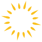 Yellow sunburst pattern with 18 elongated rays radiating outward on a transparent background.