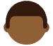 Emoji illustrating a person's face with a neutral expression, featuring a dark brown skin tone and short, dark hair.