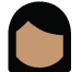 Icon of a person with long black hair, shown in a minimalist style. The face is featureless and rendered in a tan color.