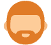 Emoji of a bearded person with no visible facial features except for a beard and hair, both in a bright orange color.